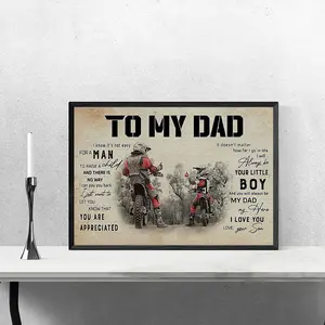 To My Dad Dirt Bike Poster, Father & Son Riding Motocross, Appreciation Quote Print, Rustic Family Wall Art, Father Day Gift