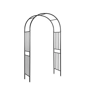 Heavy Duty Metal Garden Arch Trellis – Weather-Resistant Black Steel Arbor for Climbing Plants, Weddings, Parties, Patio, Lawn & Outdoor Decor – Easy Assembly