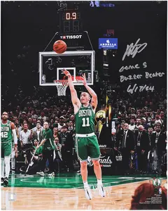 Payton Pritchard Boston Celtics Autographed 16" x 20" Game 5 Buzzer Beater Photograph with "Game 5 Buzzer Beater, 6/17/24" Inscription - Fanatics Authentic Certified