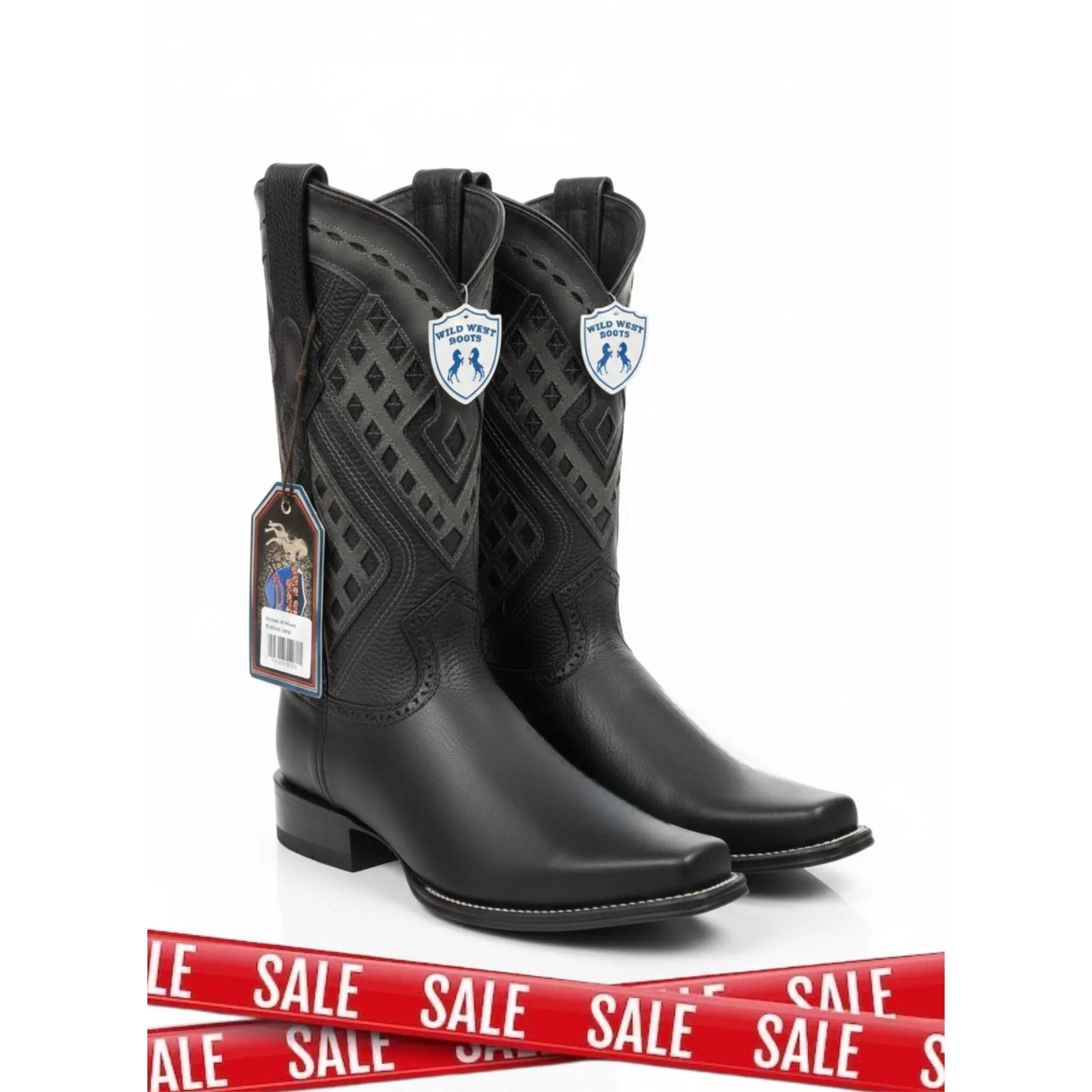 Men boots black Saqueare Toe Fashion
