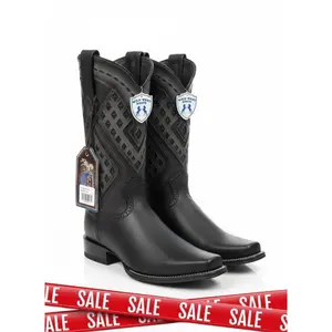 Men boots black Saqueare Toe Fashion