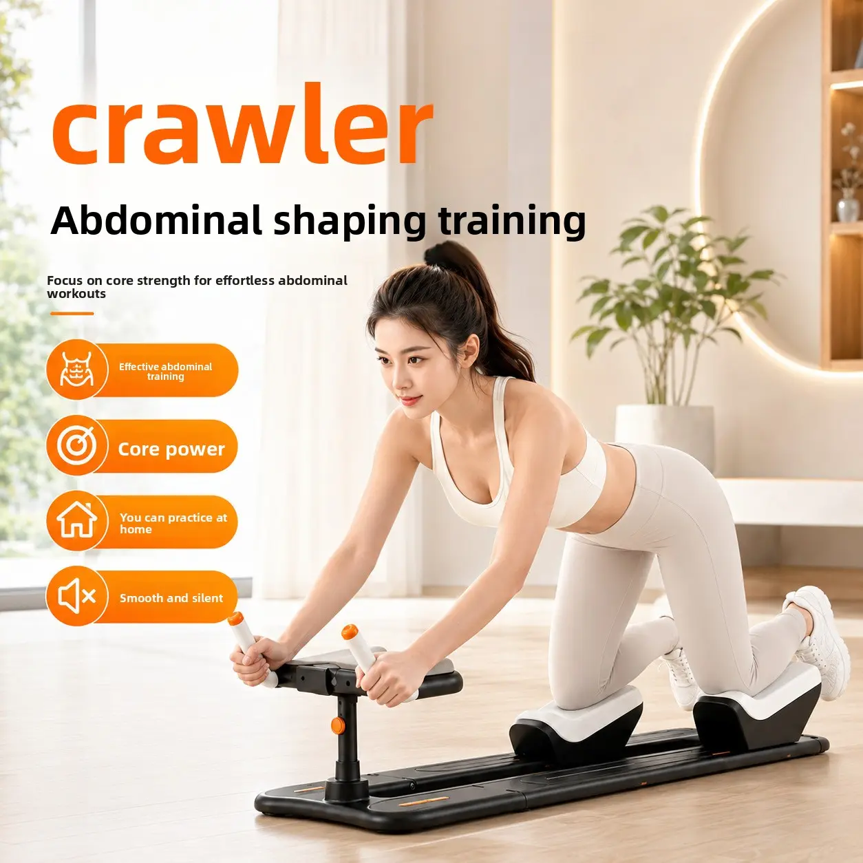Crawling Abdominal Core Trainer - Low-Impact Home Ab Training Equipment for Full-Body Workout, Core Focus, Abdominal Crunch Training, Hunchback Correction, Gentle on Joints, Strengthen Back, Angular Glutes Enhancement, Battery-Free Device