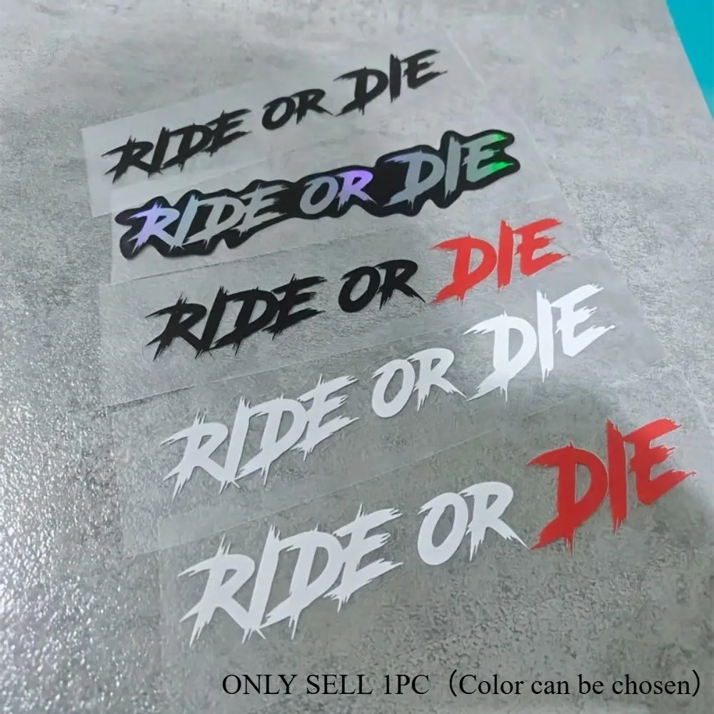 1PC ：Hardcore Biker Style "Ride or Die" Car Sticker, Suitable for Motorcycle Bodies, Car Side Windows, Helmets, Skateboard Decor, Exclusive Trendy Personalized Decal for Motorcycle Enthusiasts, Car Decals