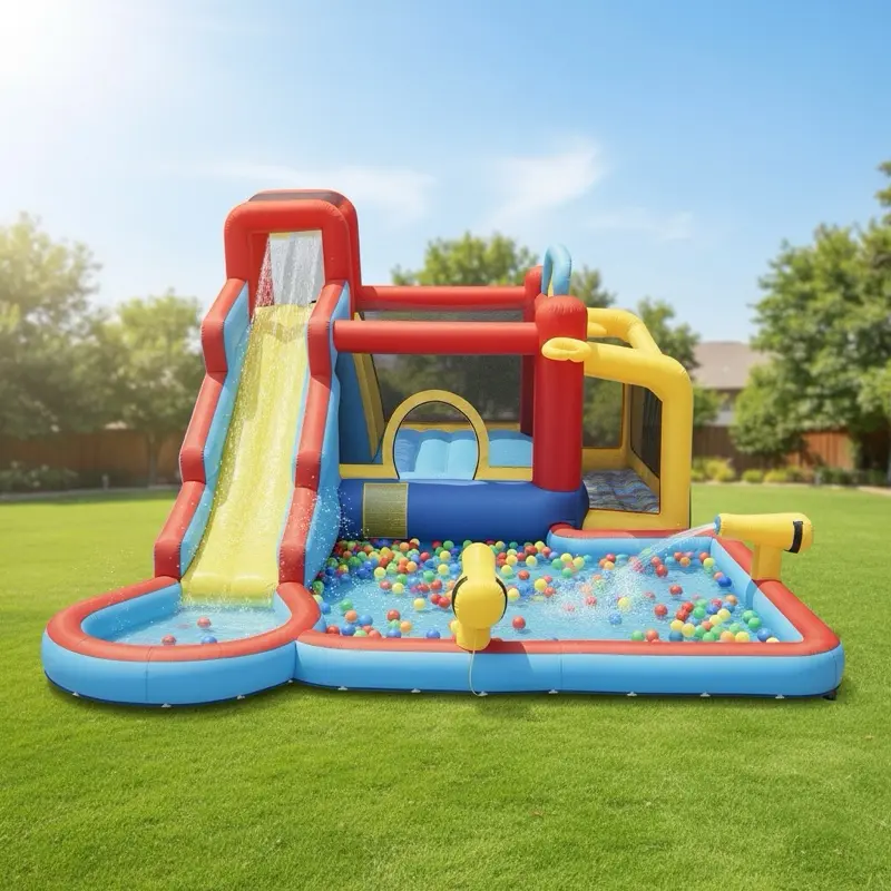 11-in-1 Inflatable Water Park Bounce Pool Backyard with Blower