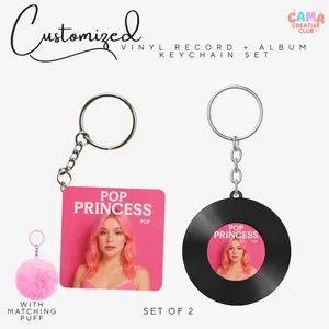 Customizable Vinyl Record + Album Keychain | Set of 2|