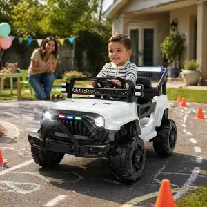12V ARCH 2WD Kids Outdoor Play Ride-On Electric Truck Car - 4-Wheel Suspension, Parental Control, Early Education Function, Adjustable Volume, USB, MP3, Bluetooth, Microphone Jack, Power Display, LED Lights for 1-4 Year Olds
