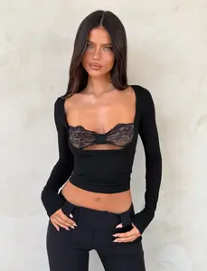 DAMELA LONG SLEEVE TOP - BLACK