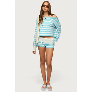 Saphi Striped Foldover Knit Shorts