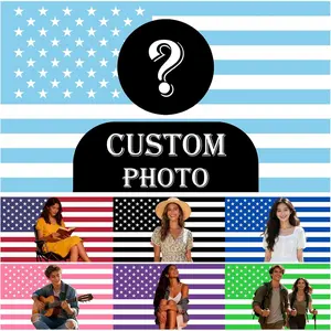 Custom Light Blue American Flag-Personalized With Your Photo Logo Text-Customizable Room Dorm Wall Decoration Customized Outdoor Flag
