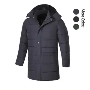 Men's casual warm long coat, parka, thickened detachable hooded coat, windproof and warm, water-repellent and stain-resistant, sturdy and durable, fleece-lined and thickened down jacket, suitable for daily commuting and outdoor sports.