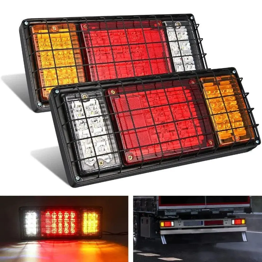 Nilight 40-LED Tri-Color Iron Frame Taillights (Pair) - Sealed Design Automotive LED Backlights with Wiring Guidance, Compatible with Car Light Bars, Work Lights