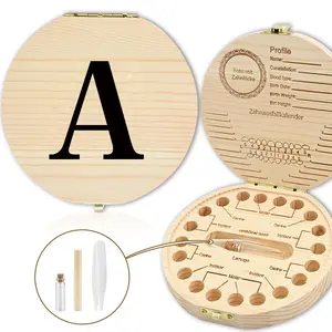 Wooden Baby Teeth Organizer Box, Milk Teeth Keepsake Storage Container with Tweezers, Birth Memory Souvenir Gift for Newborns & Parents