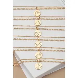 LA3accessories zodiac sign pendant necklace with rhinestones