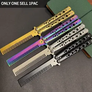 Stainless Steel Folding Comb, Butterfly Style Folding Comb, Non-Sharp Butterfly Practice Comb, Durable Hairdressing Comb, Durable Styling Tool for Hair Care