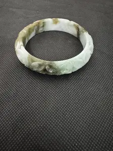 Natural Grade A Jadeite Jade Bangle | Ten Magnolias | Size L (59.80 mm)