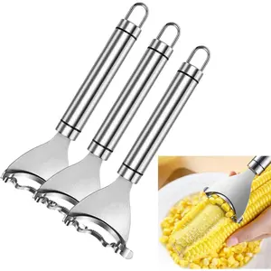 3PCS Stainless Steel Corn Peeler, Corn Stripper Corn Cob Stripper Tool,Corn Planer Cutter Thresher Peeler Kitchen Gadget