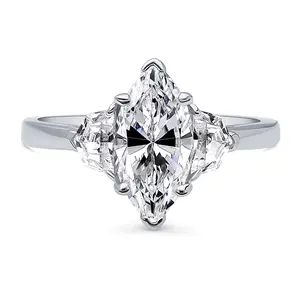 3-Stone 1.6ct Marquise CZ Ring in Sterling Silver