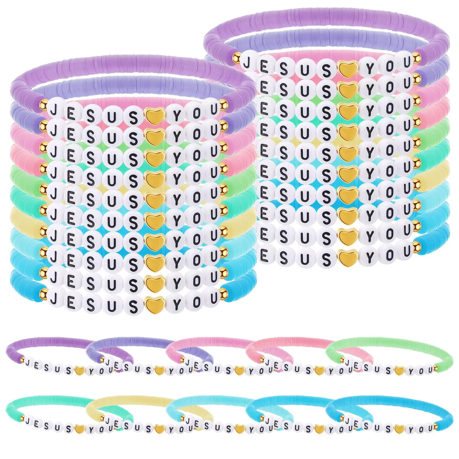 30pcs Pastel Jesuslovesyou bracelet