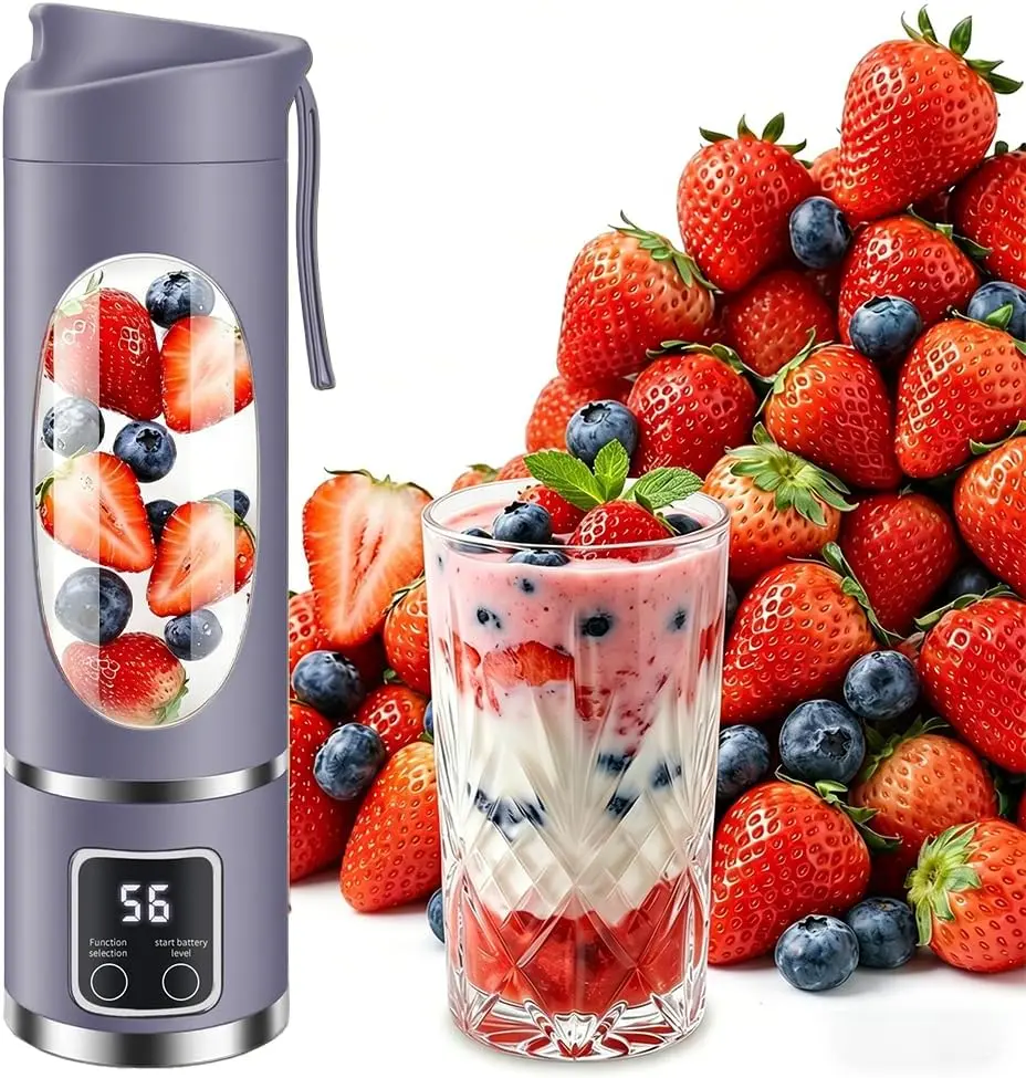 EASYSPEED 500ML Portable Blender - USB-C Rechargeable Personal Smoothie Maker with Built-in 1500mAh Battery, 12-Blade Upgraded System, BPA-Free Leakproof Lid, Sip Spout for Travel Protein Drinks, Shakes, Portable Blender For Shakes And Smoothies