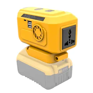200W Portable Battery Inverter, Cordless Power Supply Adapter with AC Outlet, USB-C, Dual USB Ports & LED Light, Fits Yellow 20V Slide Batteries