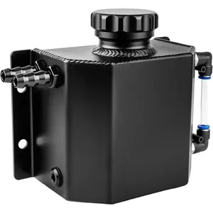 1L Universal Black Aluminum Coolant Overflow Expansion Reservoir Tank