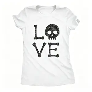 Womens Love Skull T Shirt Funny Skeleton Bones Halloween Party Graphic Tee Funny Womens T Shirts Cute Vintage Fashion Casual Ladies T-Shirt Gift Halloween Tops for Women Women's Novelty Tees Black，funny graphic tee，summer graphic tees，tee
