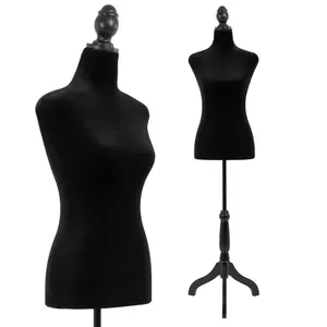 High-Quality Foam & Flannel Female Dress Form with Adjustable Wooden Tripod Stand 50-63 Inch for Sewing, Display, and Photography