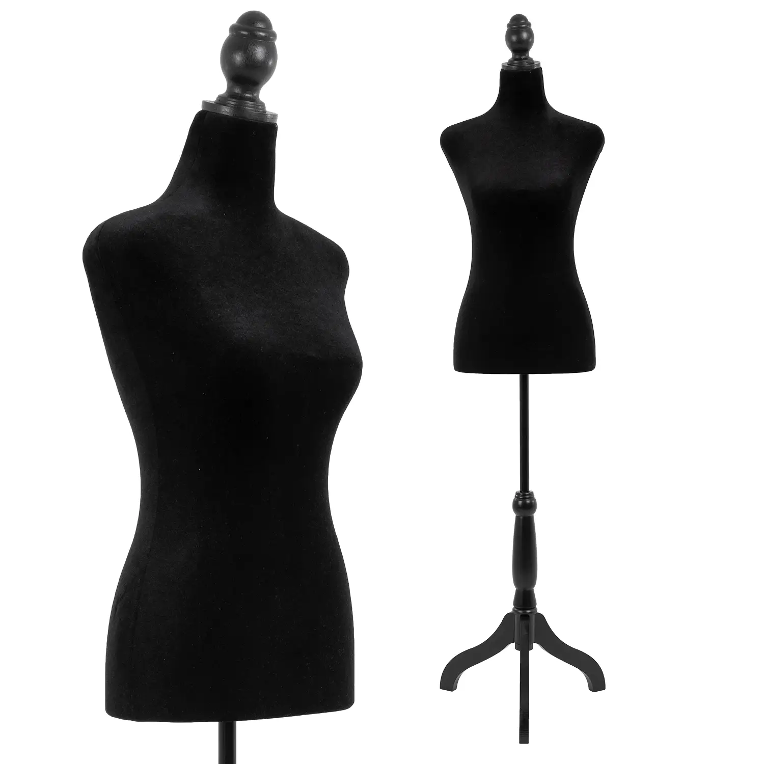 Female Dress Model Display Torso Body Tripod Stand Clothing Forms,Female Mannequin Body with Wooden Tripod Stand, 50-63 Inch,Adjustable Height for Clo