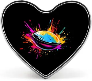 Colorful Handpan Splash Heart Metal Badge Printed Brooches Cute Button Decorations Pins for Backpack Clothing