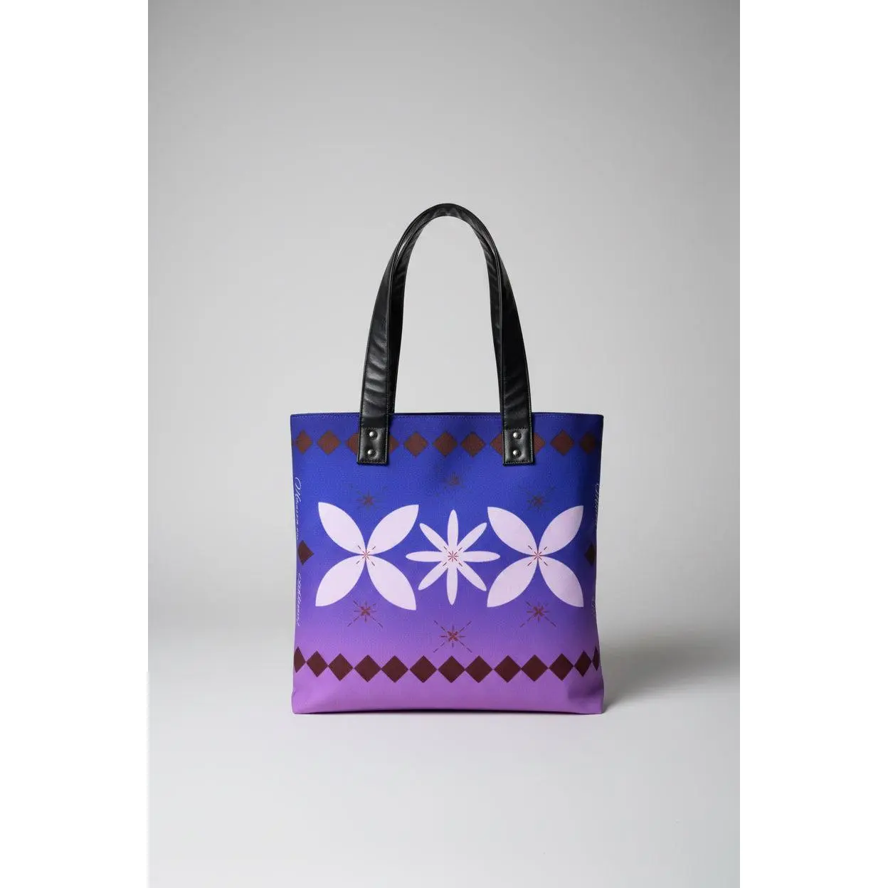 Women's Sina Heritage Canvas Tote Bag - Polynesian Siapo-Inspired Purple Design with Faux Leather Straps, Original MoanaSina Creations Luggage Accessory