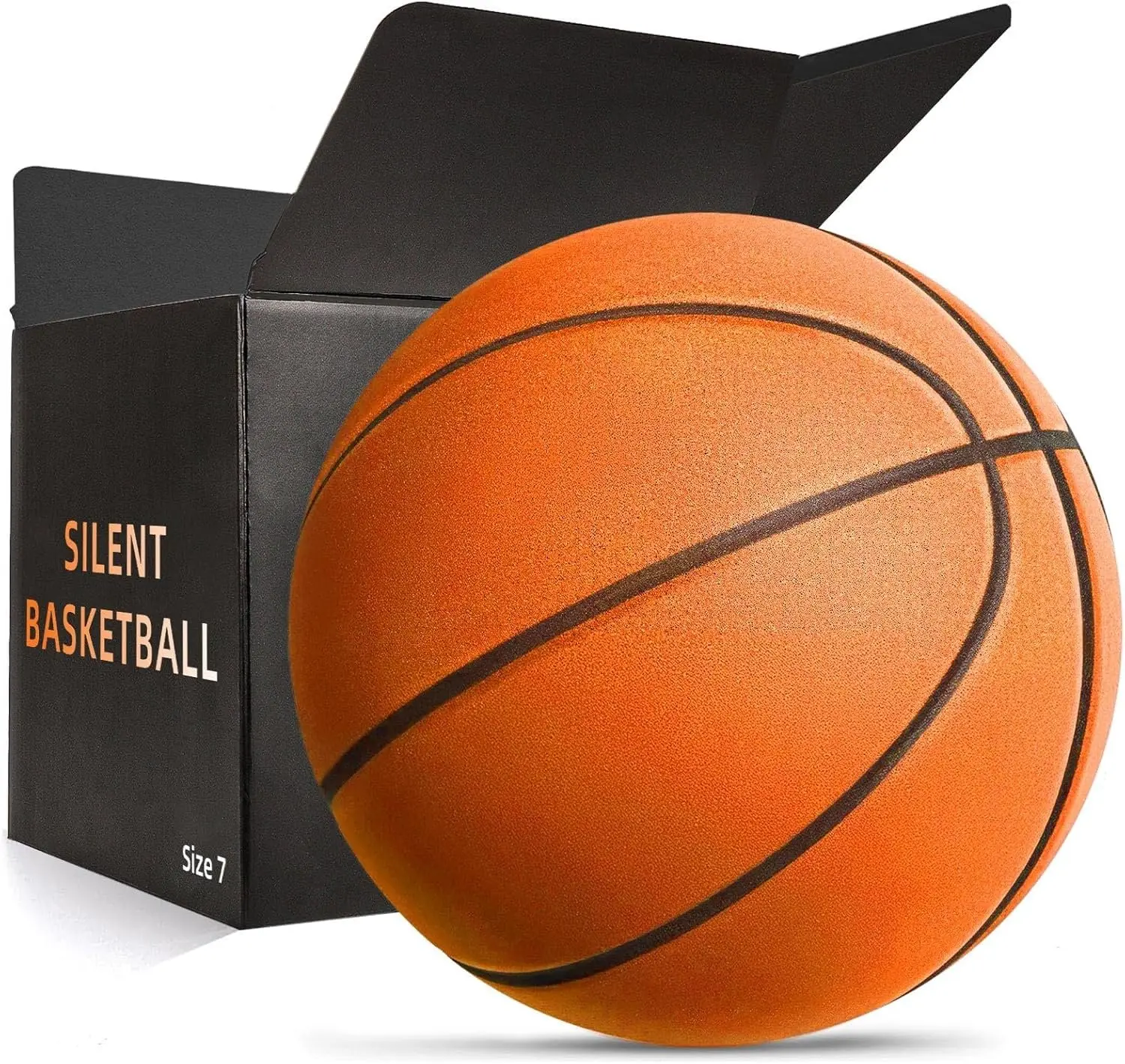 Silent Basketball Size 7 (29.5")  Grooved Airless Indoor Basketball for Quiet Dribbling and Indoor , Pro PU  Ball  Real Feel Higher Bounce Quieter