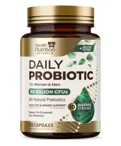 Probiotics 50 Billion CFU 10 Strains and Prebiotics Digestive Gut Immune Health Support for Occasional Constipation Gas Bloating Relief Men Women Bottled USA Daily Wellness Formula