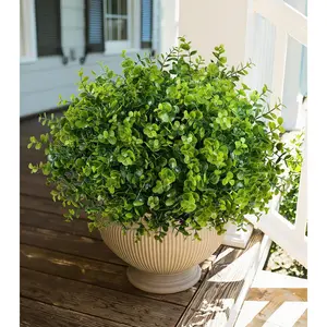 Artificial Faux Outdoor  for Spring Summer Decoration, 12   Plastic Eucalyptus  Look Real   for Planter Outside Front Door Porch Patio Balcony Garden Indoor Yard