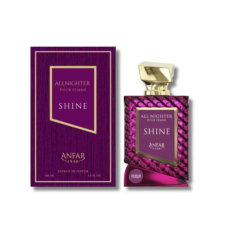 Anfar Shine Allnighter Women's Eau de Parfum - 3.4 fl oz Long-Lasting Floral Fruity Oriental Fragrance for Adults, with Oranges & Jasmines, Vanilla, Caramel, Amber, Patchouli - Sweet Warm Scent, Citrus Base