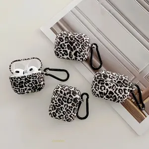 Classic Animal Print Wireless Earbud Protective Case - Durable Soft Silicone Cover with Clip Carabiner, Anti-Drop Protection Accessory for Sports & Outdoor Use