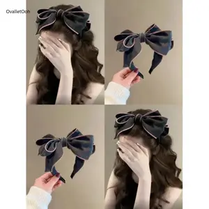 Solid Color Fabric Headband with Oversized Multi-Layer Bow, Wide Slimming Hairband, Stylish Versatile Hair Accessories for Women & Girls, Perfect for Daily & Party Wear,summervibes