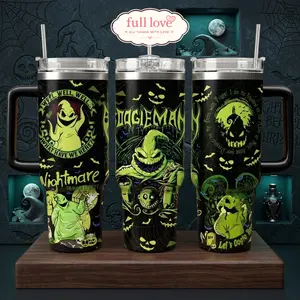 0ogie B00gie The Nightmare B Christmas 20oz - 40oz With Handle Tumbler, Halloween Villain Stainless Steel Tumbler, Spooky Movie Fan Gift, Gothic Holiday Drinkware, Perfect Gift For Halloween Lovers, Eco Friendly