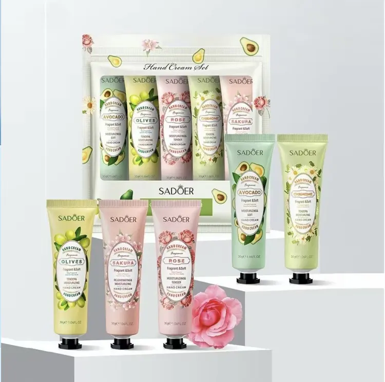 Hydrating & Moisturizing Hand Cream Set, 5 Counts/set Daily Nourishing Fruit & Plant-scented Fragrance Hand Creams for Soft Skin Moisturizer Aroma Hand Cream Set Moisture