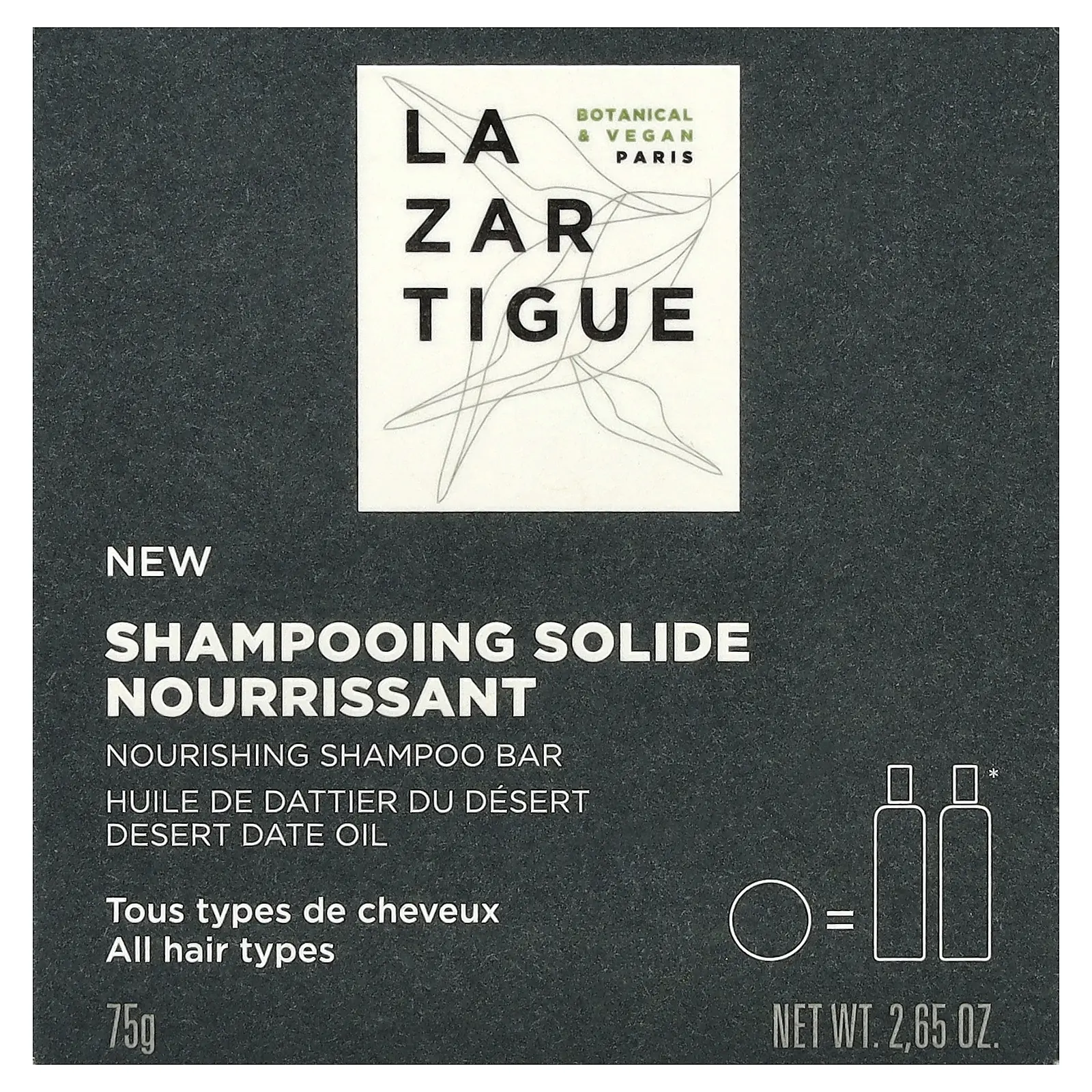 Lazartigue Nourishing Shampoo Bar, All Hair Types, 2.65 oz (75 g)