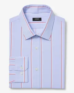 Express Slim Double Striped Wrinkle-Resistant Everyday Performance Dress Shirt