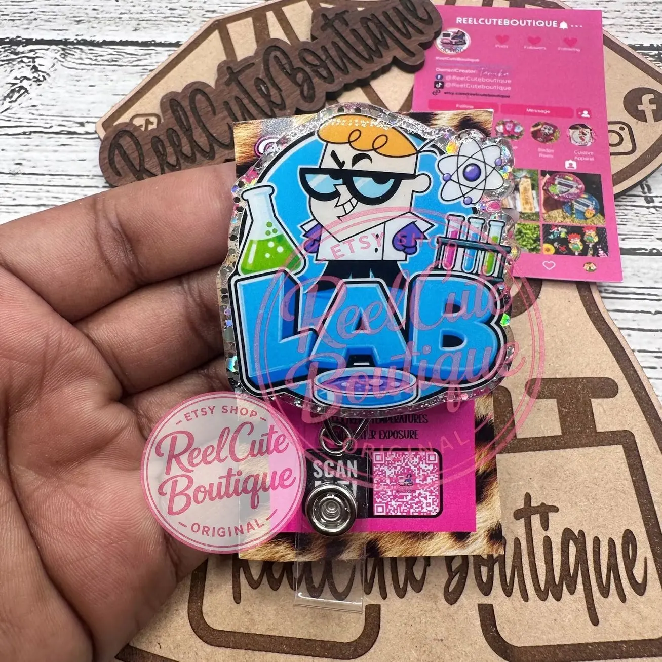 Lab Science Glitter Badge Reel: Funny Nurse ID Holder