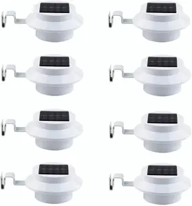 8 Pack White Solar  Gutter Lights Outdoor Decorative  Led Fence Lamp for Lighting Railing, Outside Wall, Deck, Garden, Path, Backyard, Sidewalk, Yard, Patio, No Drilling Installation