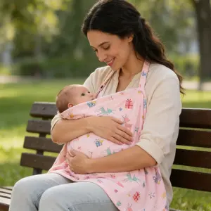 Breastfeeding Nursing Cover Cloth, Newborn Infant Multi-Purpose Sunshade Shawl, Outdoor Feeding Privacy Wrap, All-Season Universal Baby Car Seat Cover