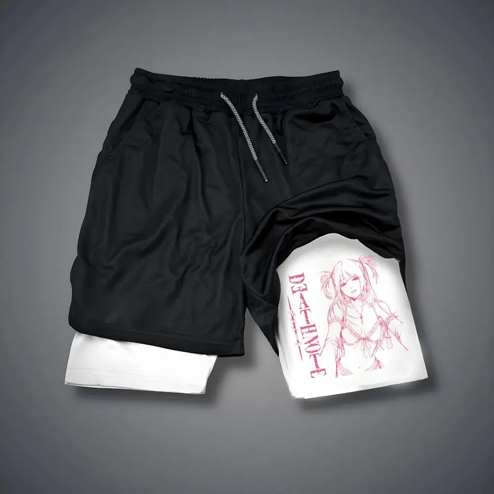 [Vtg90s] Anime Double-Layer Sports Shorts Graphic Shorts Black Shorts Camo Shorts Streetwear Shorts Men Outfits Men Short Shorts Vacation Outfits Shorts