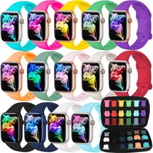 Compatible for Apple Watch Bands 38mm 40mm 41mm 42mm 44mm 45mm 46mm 49mm for Women Men, Soft Silicone Sport Band Strap with Storage Case for iWatch Band Series 10 9 8 7 6 5 4 3 2 1 SE Ultra