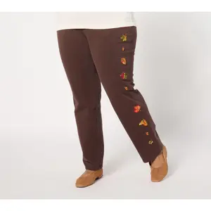 Quacker Factory Regular DreamJeannes Hello Autumn Embroidery Pant