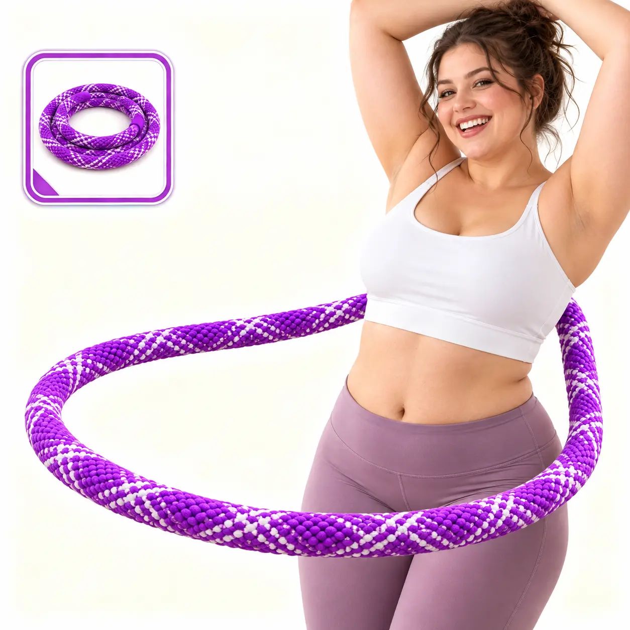 3.3lb Weighted Hula Hoop for Adults, Soft Weighted Hula Hoop, Foldable Spring Fitness Hoop for Home Workouts & Travel