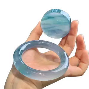 Burmese ICE Jade Direct Source - Blue Bloom (Real Natural Pattern) - Mother's Legacy Bangle - Mined in Myanmar Premium Bracelet High Quality Bracelet