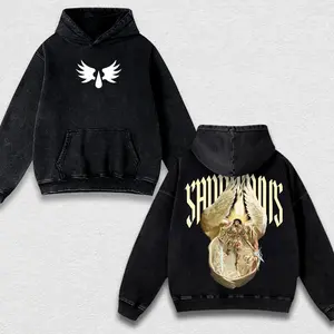 Sanguinius Blood Angels Washed Tee & Hoodie | Warhammer 40K Graphic Unisex Shirt | Casual Crewneck Anime-Style Streetwear for Men & Fans