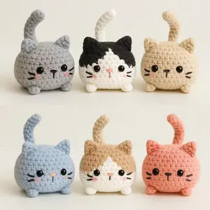 Mini Crochet Cat Plush – Handmade Kawaii Cat Toy – Cute Animal Gift for Cat Lovers